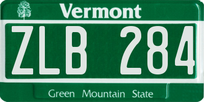 VT license plate ZLB284