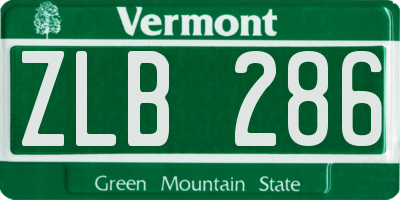 VT license plate ZLB286