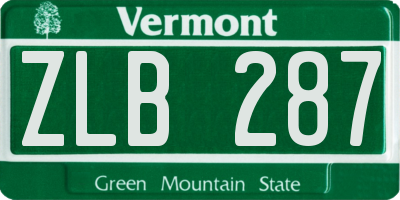 VT license plate ZLB287