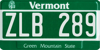 VT license plate ZLB289