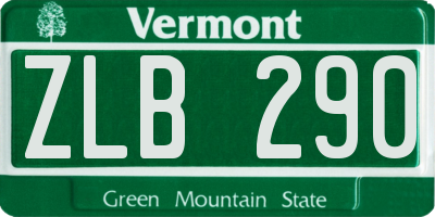 VT license plate ZLB290