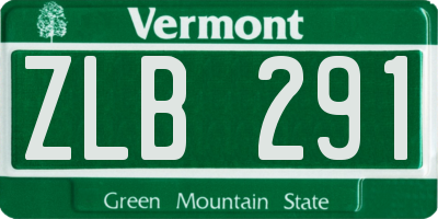 VT license plate ZLB291