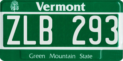 VT license plate ZLB293