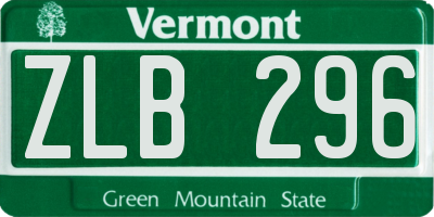 VT license plate ZLB296