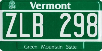VT license plate ZLB298