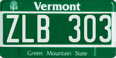 VT license plate ZLB303