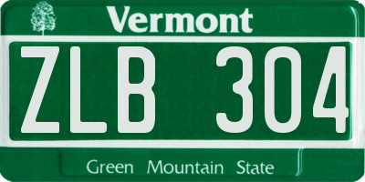 VT license plate ZLB304