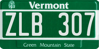 VT license plate ZLB307