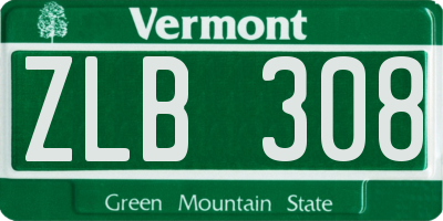 VT license plate ZLB308