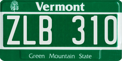 VT license plate ZLB310