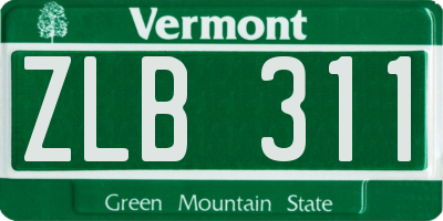 VT license plate ZLB311