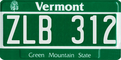 VT license plate ZLB312