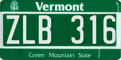 VT license plate ZLB316