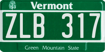 VT license plate ZLB317