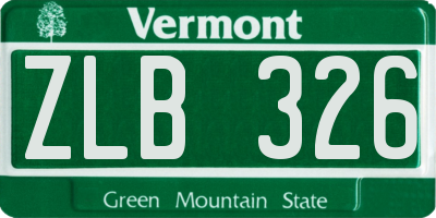 VT license plate ZLB326