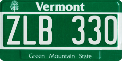 VT license plate ZLB330