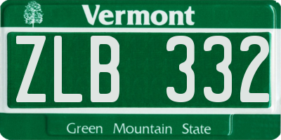 VT license plate ZLB332