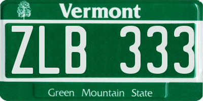 VT license plate ZLB333