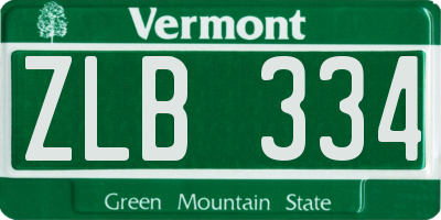 VT license plate ZLB334
