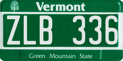 VT license plate ZLB336