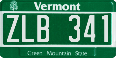 VT license plate ZLB341