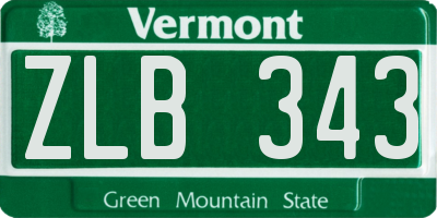VT license plate ZLB343