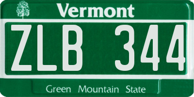 VT license plate ZLB344