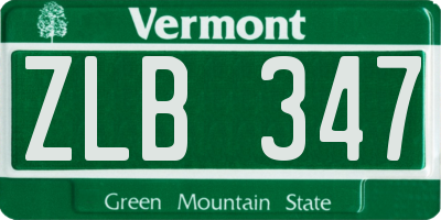 VT license plate ZLB347