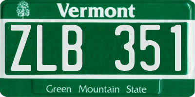 VT license plate ZLB351