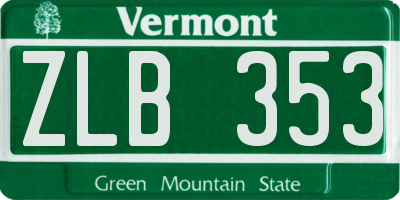 VT license plate ZLB353