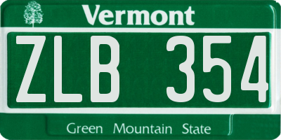 VT license plate ZLB354