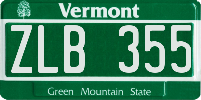 VT license plate ZLB355