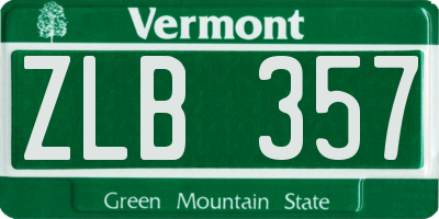 VT license plate ZLB357