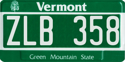 VT license plate ZLB358