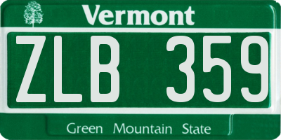 VT license plate ZLB359