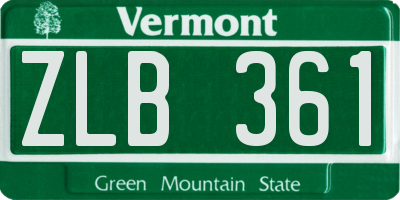 VT license plate ZLB361