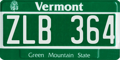 VT license plate ZLB364