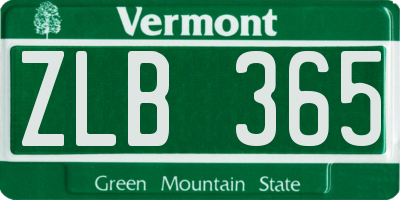 VT license plate ZLB365