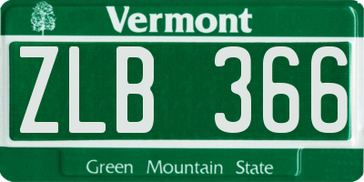VT license plate ZLB366