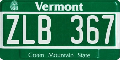 VT license plate ZLB367