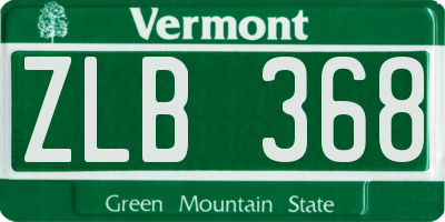 VT license plate ZLB368