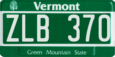 VT license plate ZLB370