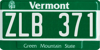 VT license plate ZLB371