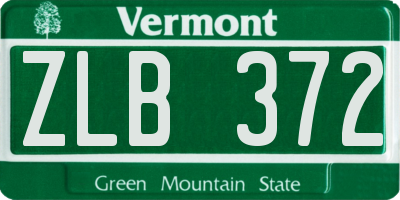 VT license plate ZLB372