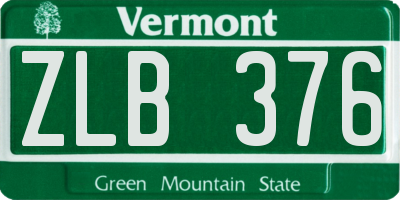 VT license plate ZLB376