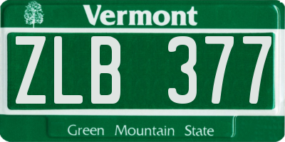 VT license plate ZLB377