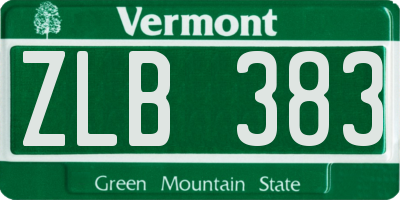VT license plate ZLB383