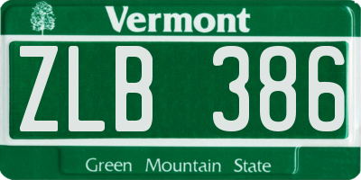 VT license plate ZLB386