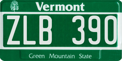 VT license plate ZLB390