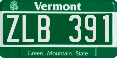 VT license plate ZLB391